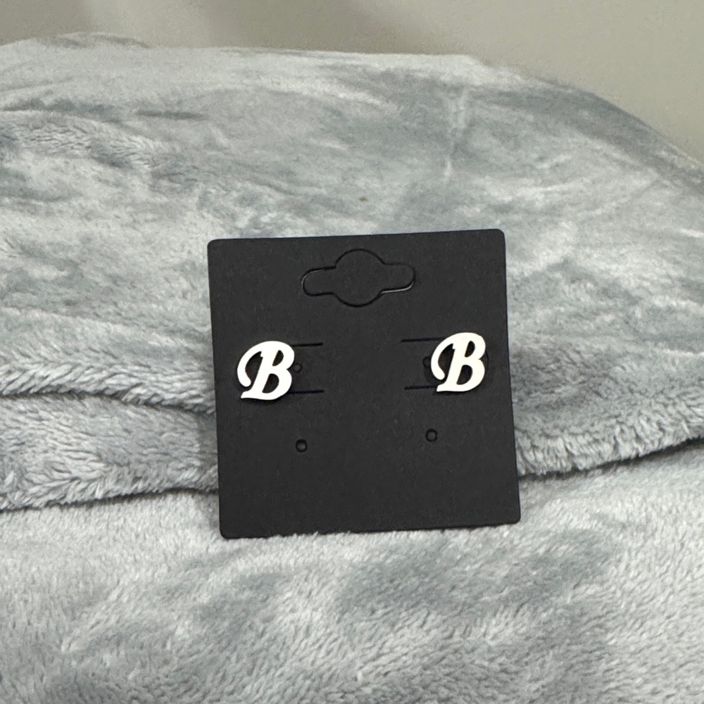 Silver Initial 'B' Earrings